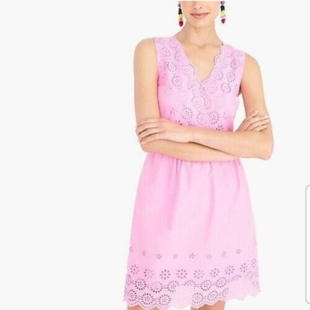 J Crew Factory Pink Border Eyelet Dress 00